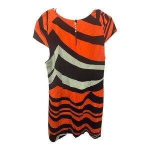 Gabby Skye Orange and Black Striped Midi Dress